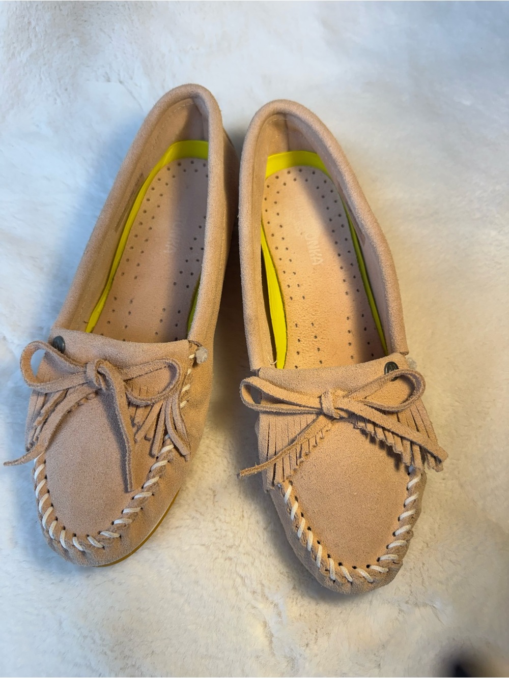 Women’s Suede Moccasin Loafers in Blush Color Size 10